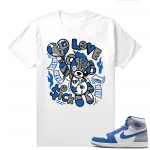 Jordan 1 True Blue shirts  White Love Sick Bear