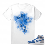 Jordan 1 True Blue shirts  White MJ Finesse Watercolor