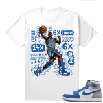 Jordan 1 True Blue shirts  White MJ Flair