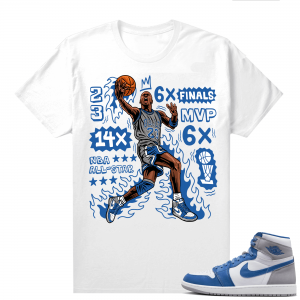 Jordan 1 True Blue shirts  White MJ Flair