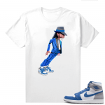 Jordan 1 True Blue shirts  White MJ Smooth Criminal