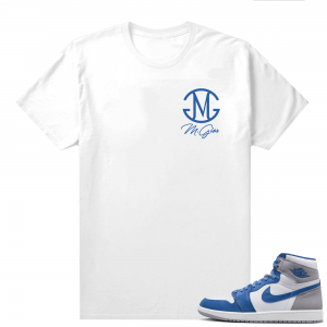 Jordan 1 True Blue shirts  White Marcello Gior Pocket Logo