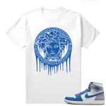 Jordan 1 True Blue shirts  White Medusa Drip