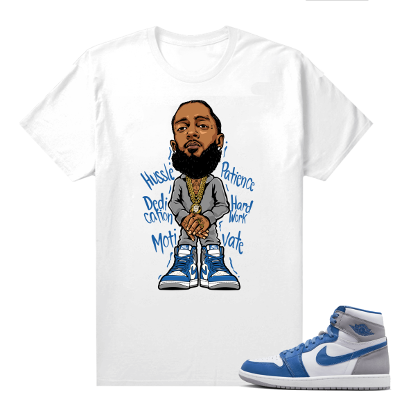 Jordan 1 True Blue shirts  White Nipsey