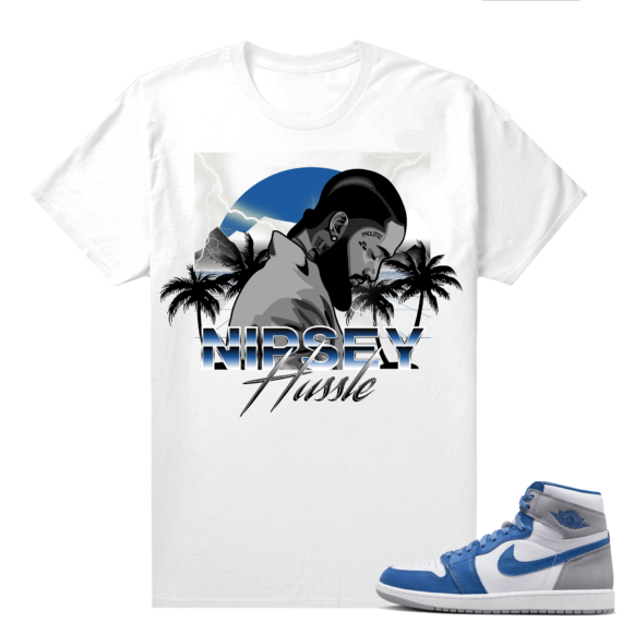 Jordan 1 True Blue shirts  White Nipsey Paradise