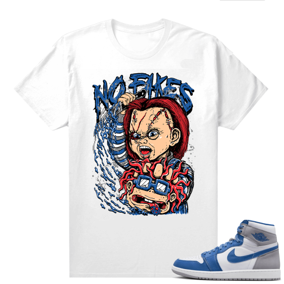 Jordan 1 True Blue shirts  White No Fakes Matching T-Shirt