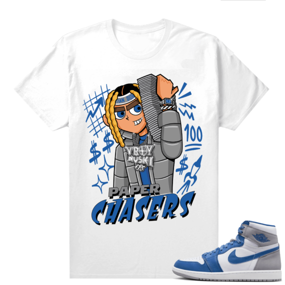 Jordan 1 True Blue shirts  White Paper Chasers