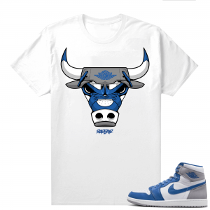 Jordan 1 True Blue shirts  White Rare Air Bull Matching T-Shirt