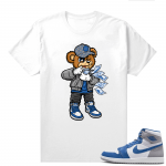 Jordan 1 True Blue shirts  White Rich Bear Matching T-Shirt