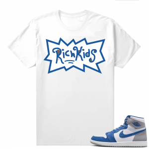 Jordan 1 True Blue shirts  White Rich Kids