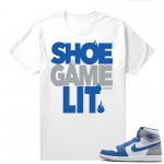 Jordan 1 True Blue shirts  White Shoe Game Lit