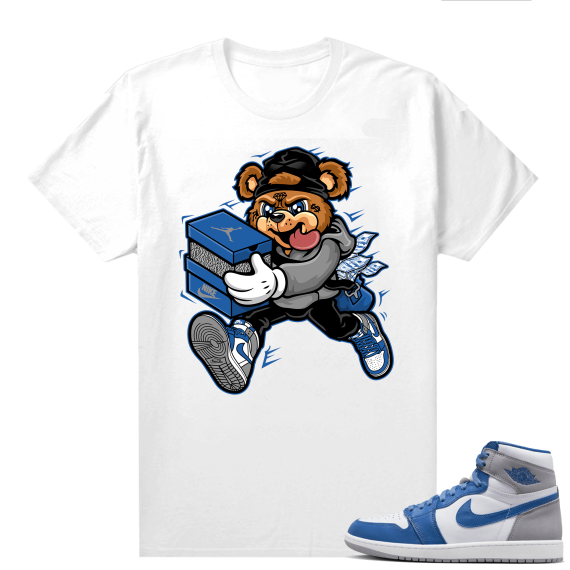 Jordan 1 True Blue shirts  White Sneaker Heist Bear