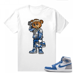 Jordan 1 True Blue shirts  White Soulja Bear