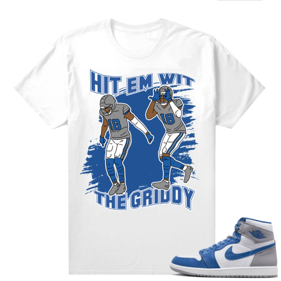 Jordan 1 True Blue shirts  White The Griddy Dance