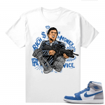 Jordan 1 True Blue shirts  White Tony Montana