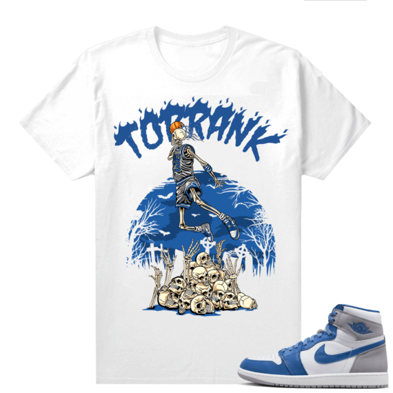 Jordan 1 True Blue shirts  White Toprank MJ Skeletor Dunk