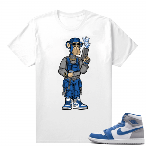 Jordan 1 True Blue shirts  White Trapstar Ape