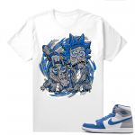 Jordan 1 True Blue shirts  White Trippy Rick & Morty