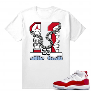 Jordan 11 Cherry shirts  White 11