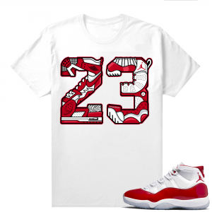 Jordan 11 Cherry shirts  White 23 Mashup