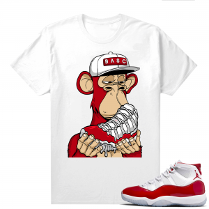 Jordan 11 Cherry shirts  White Bored Ape Drippy 11s