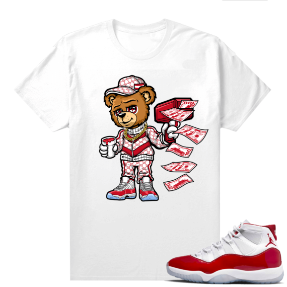 Jordan 11 Cherry shirts  White Cash Canon Bear