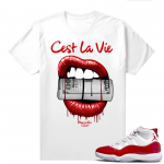 Jordan 11 Cherry shirts  White C’est La Vie