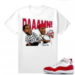 Jordan 11 Cherry shirts  White DAAAMN