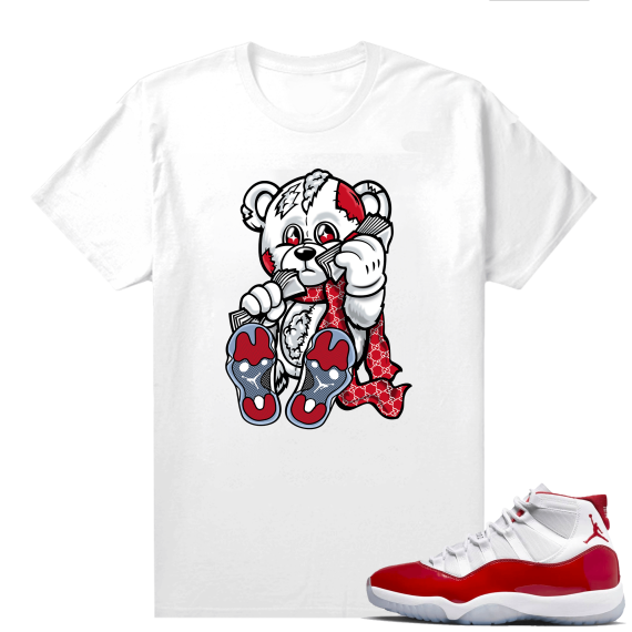 Jordan 11 Cherry shirts  White Designer Bear