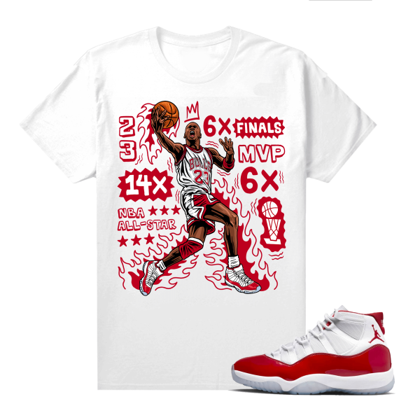 Jordan 11 Cherry shirts  White MJ Flair