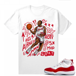 Jordan 11 Cherry shirts  White MJ His Airness