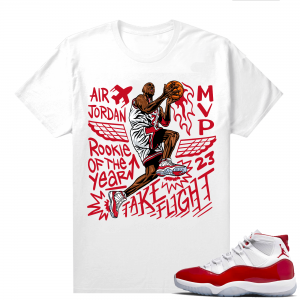 Jordan 11 Cherry shirts  White MJ Take Flight