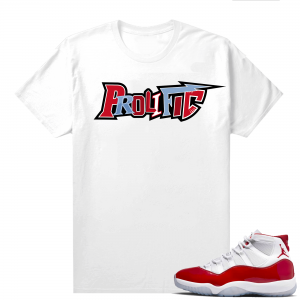 Jordan 11 Cherry shirts  White Prolific Letters