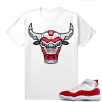 Jordan 11 Cherry shirts  White Rare Air Bull