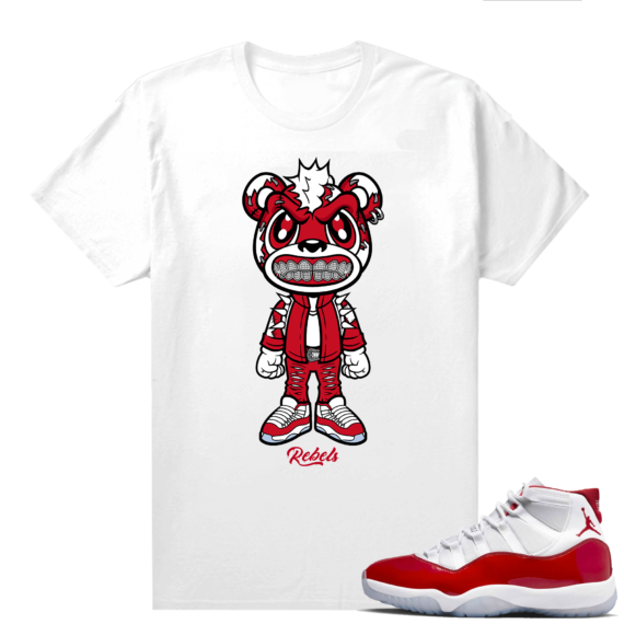 Jordan 11 Cherry shirts  White Rebels Bear