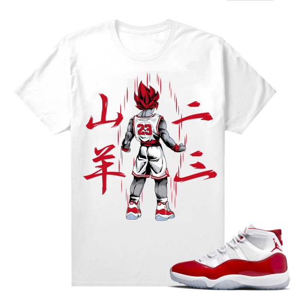 Jordan 11 Cherry shirts  White Saiyan 23