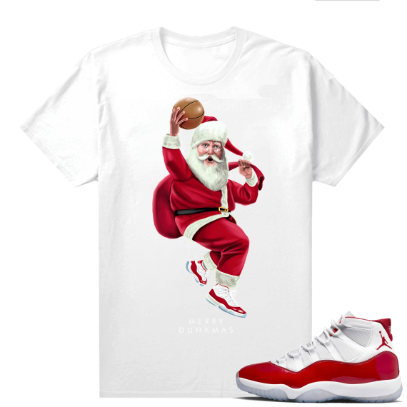 Jordan 11 Cherry shirts  White Santa x Cherry 11s