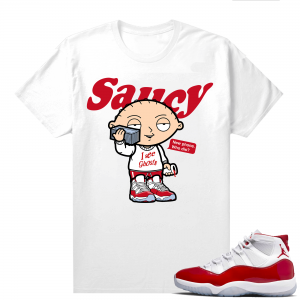 Jordan 11 Cherry shirts  White Saucy