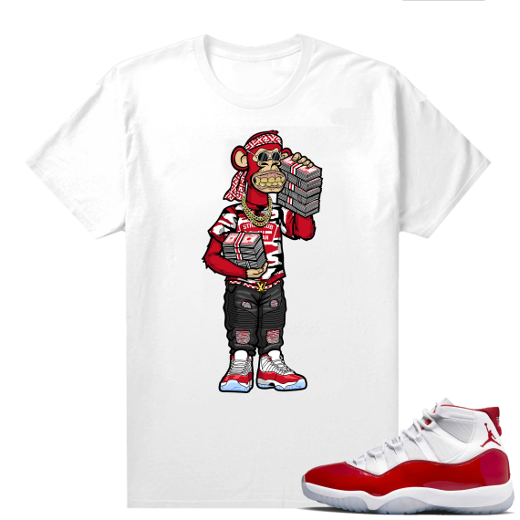 Jordan 11 Cherry shirts  White Sneakerhead Bored Ape V3