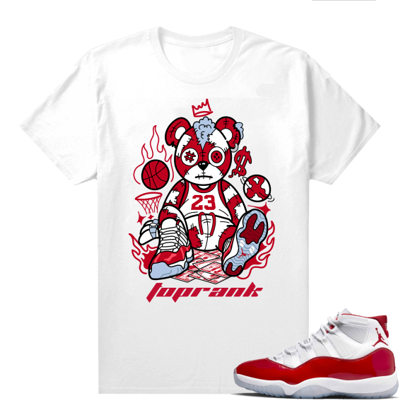 Jordan 11 Cherry shirts  White TopRank Baller Bear Matching T-Shirt