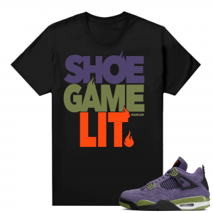 Jordan 4 Canyon Purple Matching Shirts Black Shoe Game Lit