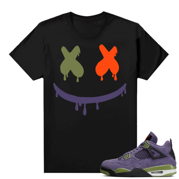 Jordan 4 Canyon Purple Matching Shirts Black Smiley Drip