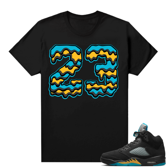 Jordan 5 Aqua shirts  Black 23 Drip Matching T-Shirt