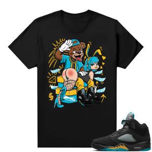 Jordan 5 Aqua shirts  Black Bunny Slap