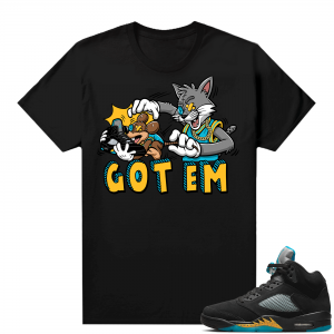 Jordan 5 Aqua shirts  Black Got EM Cartoon