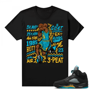 Jordan 5 Aqua shirts  Black MJ Goat