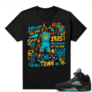 Jordan 5 Aqua shirts  Black MJ Slam Dunk