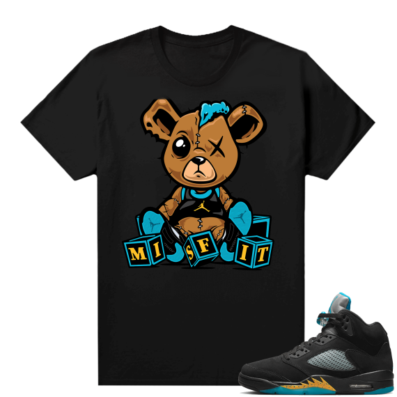 Jordan 5 Aqua shirts  Black Misfit Teddy