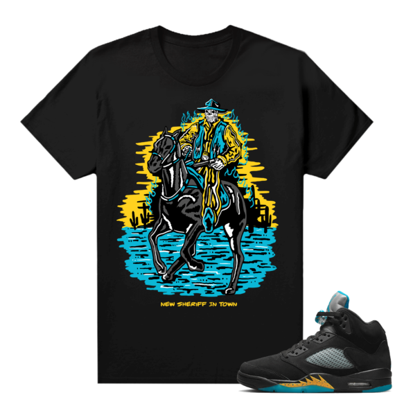 Jordan 5 Aqua shirts  Black New Sheriff