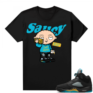 Jordan 5 Aqua shirts  Black Saucy